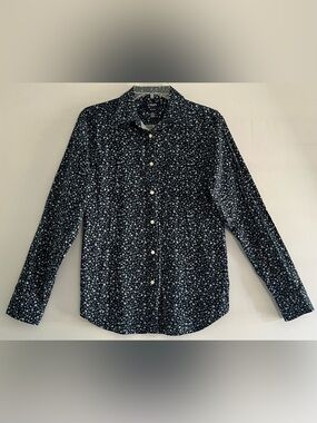 CHAPS Ditsy Floral Print Button Down Shirt Medium Cottagecore Dark Academia